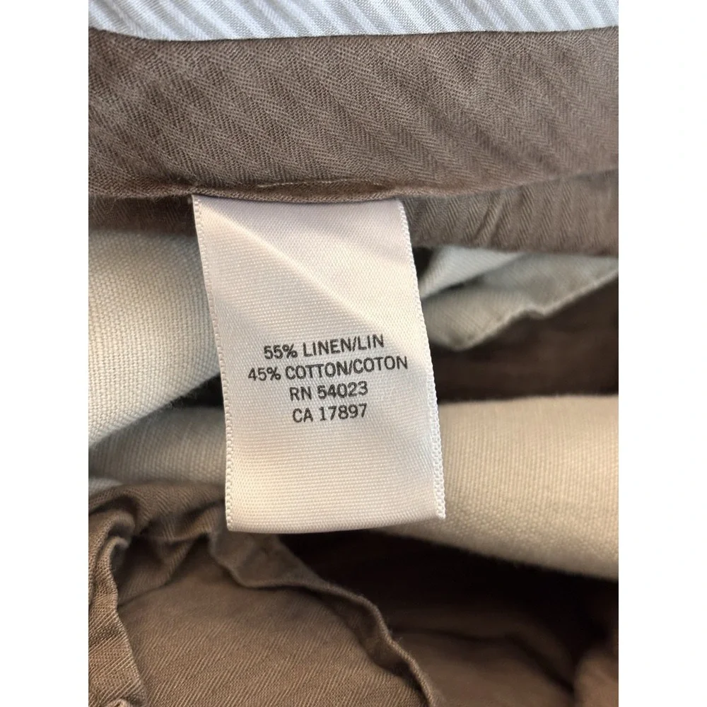 Banana Republic Mens 35x32.5 (Actual) Linen Cotton Chino Pants Khaki Straight